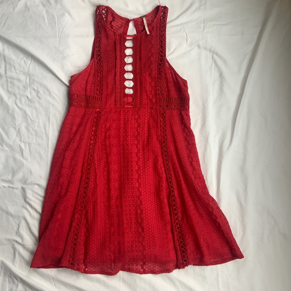 Free People Red Lace/Embroidered Dress size 4